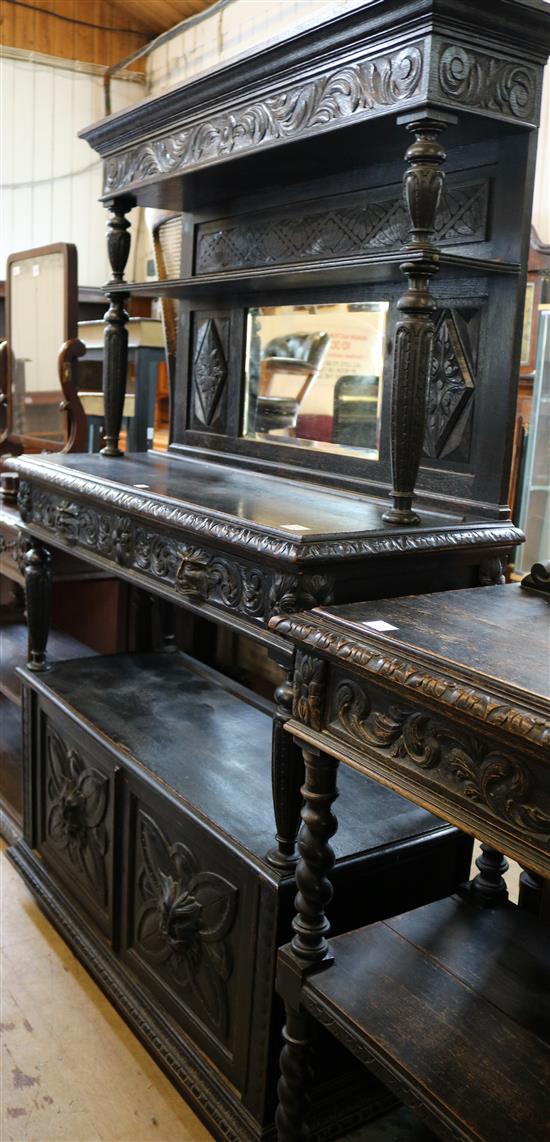 Late Victorian four tier mirrored dresser, fitted two frieze drawers